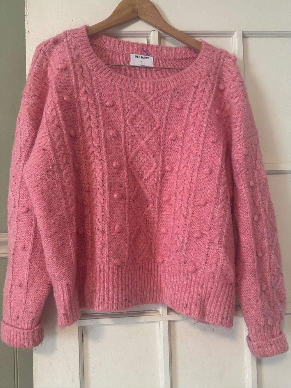 Old Navy Pink Bobble Cable Crewneck Sweater